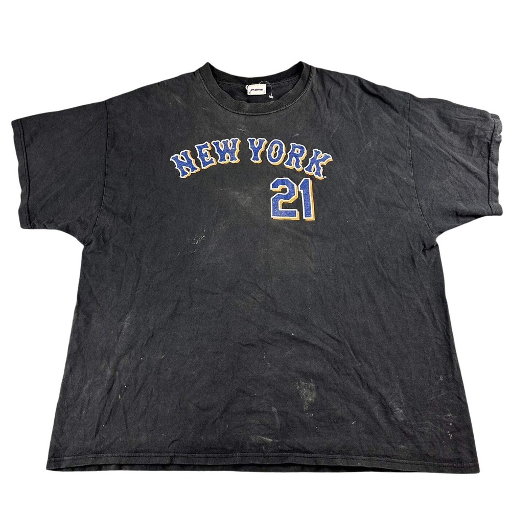 Vintage CSA New York Mets T-Shirt Men 2XL Black Carlos Delgado‎ 21 MLB Baseball